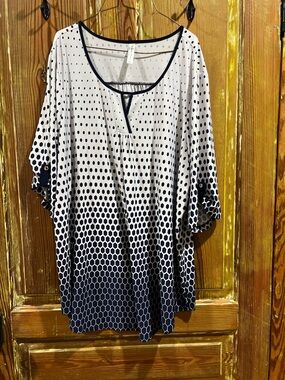 Perseption Navy and White Ombre Dot Tunic